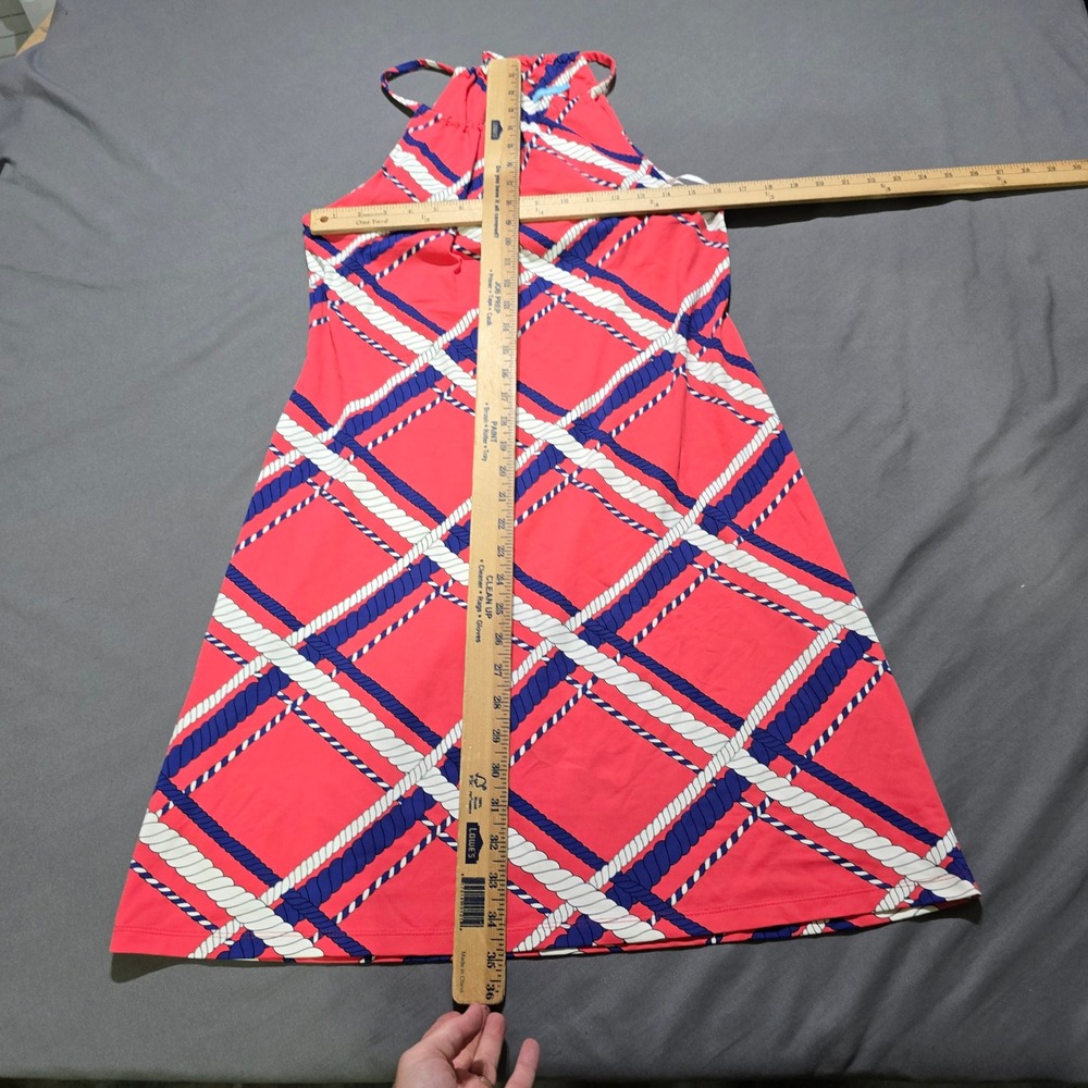 J.McLaughlin Halter Dress Women M Pink Rope Plaid Nautical Coastal Stretch - Picture 4 of 8
